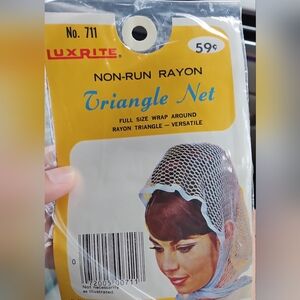 Vintage Luxrite Triangle Hair Net 1960s Rayon Wrap NOS in Original Package